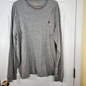 POLO Ralph Lauren Tee Shirt Long Sleeved Mens Sz XL Custom Fit Heather Gray Logo